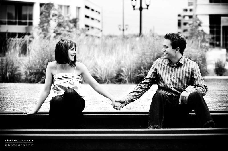 Erin and David Engagement Shot black and white